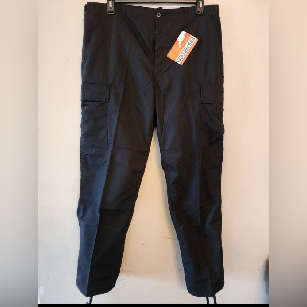 LA Police Gear Mens Rip Stop Mil Spec Cargo BDU Pants Black Large Long NEW